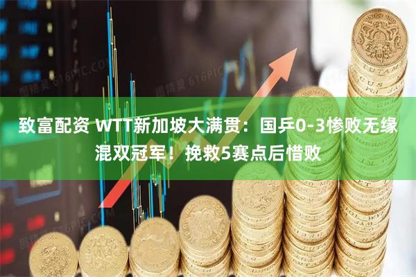 致富配资 WTT新加坡大满贯：国乒0-3惨败无缘混双冠军！挽救5赛点后惜败